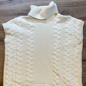Sleeveless cable sweater, off-white/cream